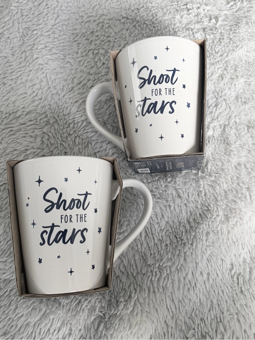 White Ceramic 'Shoot for the Stars' Mug - Set of 2